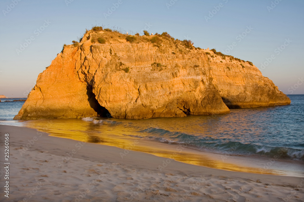 Beautiful Algarve beach at sunset, Portugal