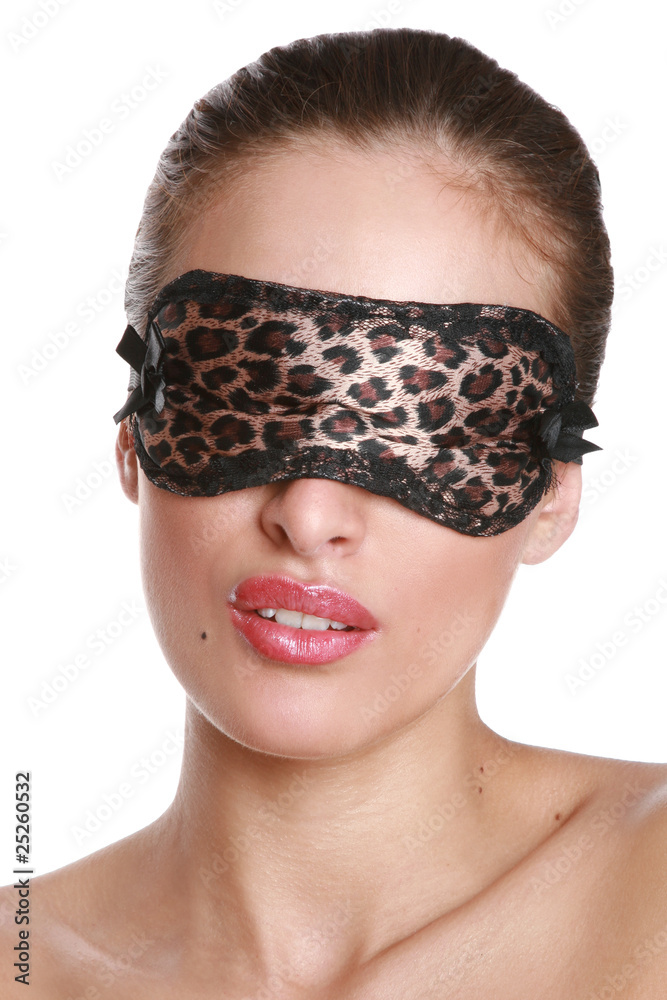 Beautiful girl with leopard print face mask Beautiful girl with leopard print face mask