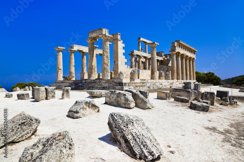 Ruins of temple on island Aegina, Greece photo