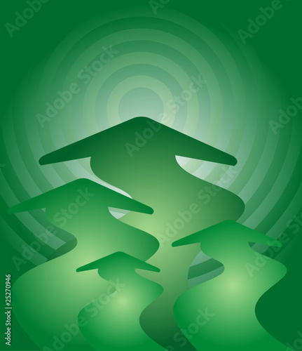 Arrows with green abstract background
