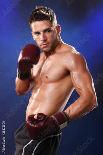 Action boxer in training attitude © redav