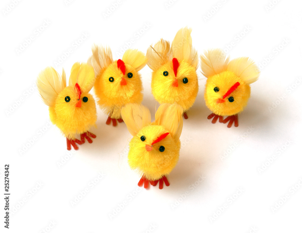 isolated toys of chickens