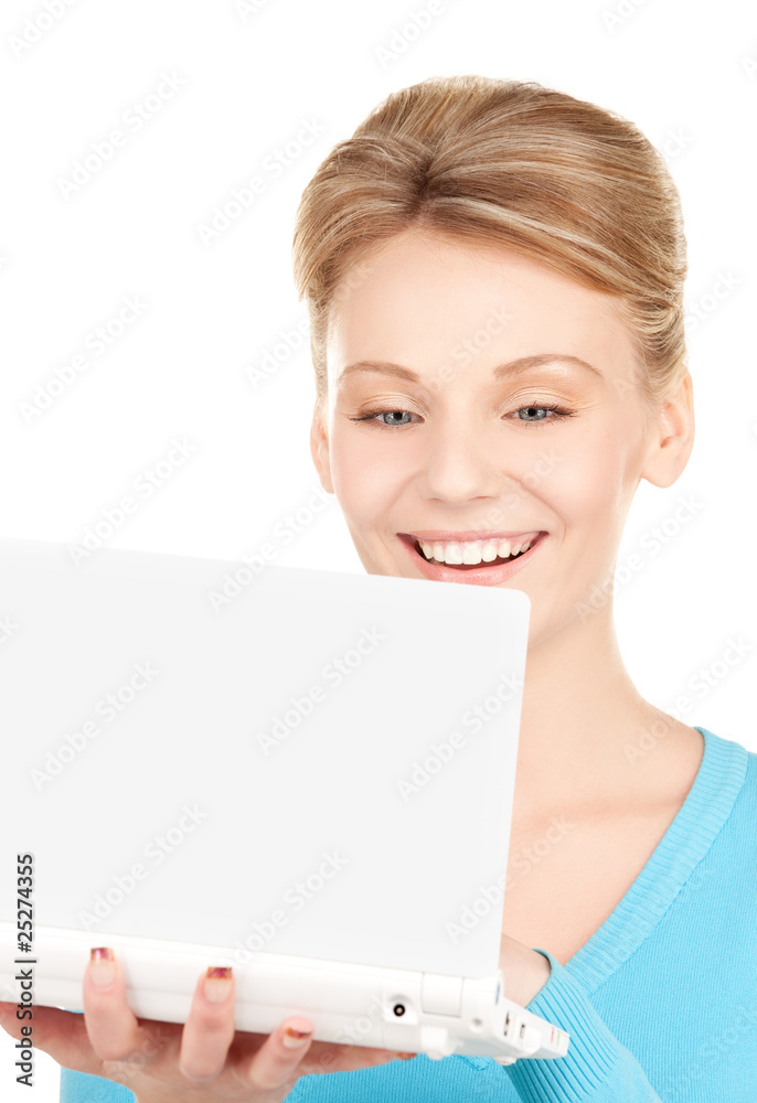 happy woman with laptop computer happy woman with laptop computer