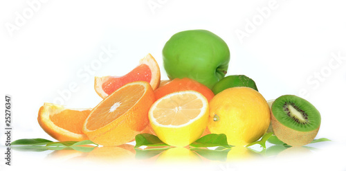 Fresh fruit on white background, perfectly isolated