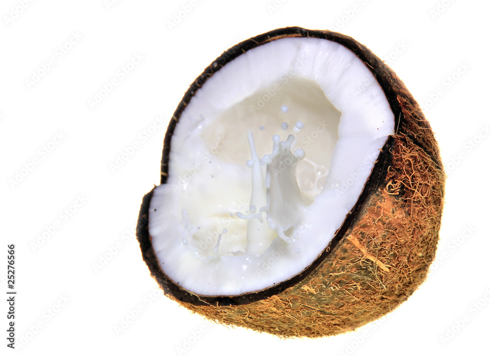 Coconut with milk splash Coconut with milk splash