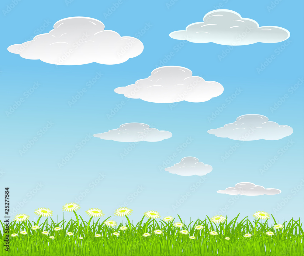 Fototapeta premium vector summer background with clouds