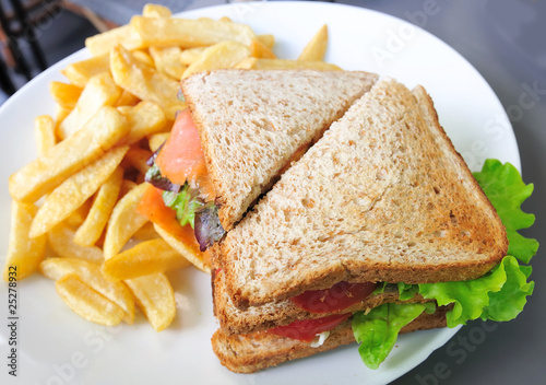 Fresh Salmon Sandwich and French fries