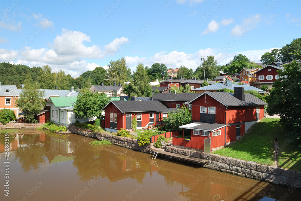Porvoo, Finland. Wooden houses near the water Porvoo, Finland. Wooden houses near the water