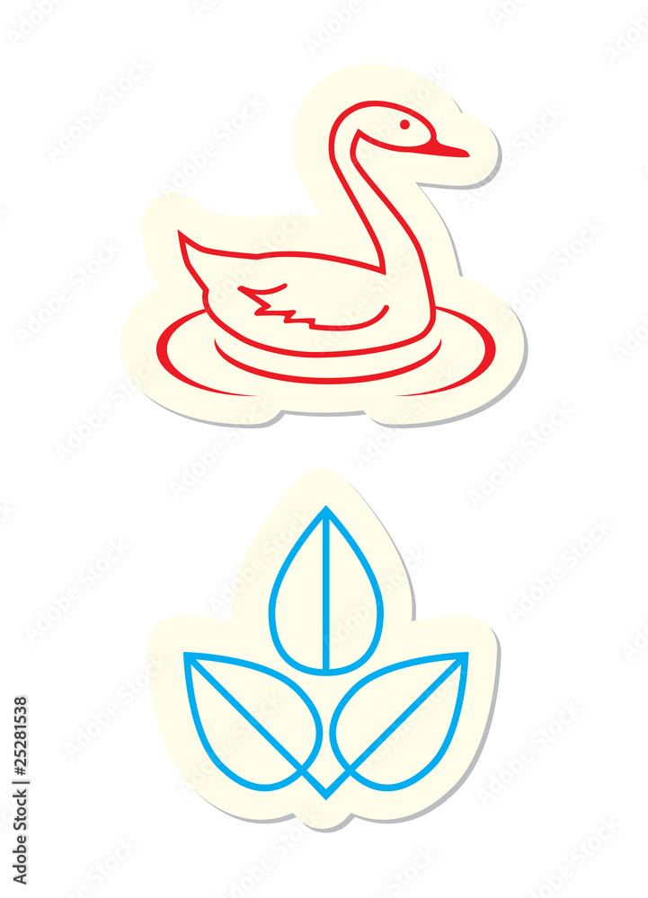 Swan and Leaf Icons Swan and Leaf Icons