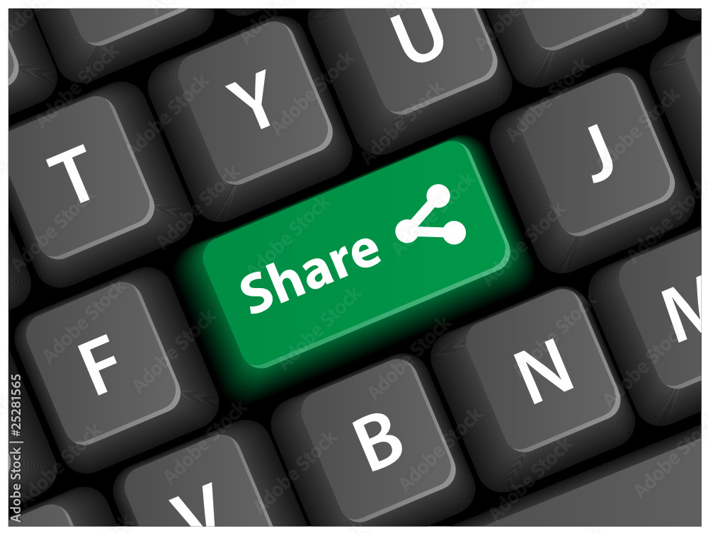 SHARE Key on Keyboard (Button Social Network With Friends Buzz) SHARE Key on Keyboard (Button Social Network With Friends Buzz)