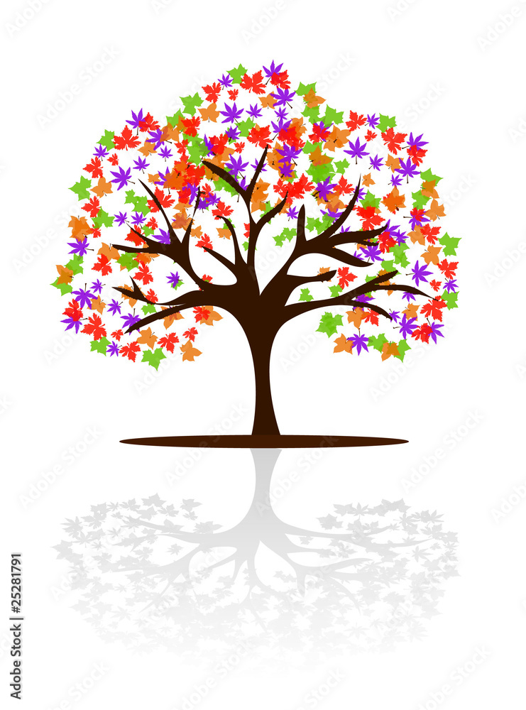 vector autumn background with tree