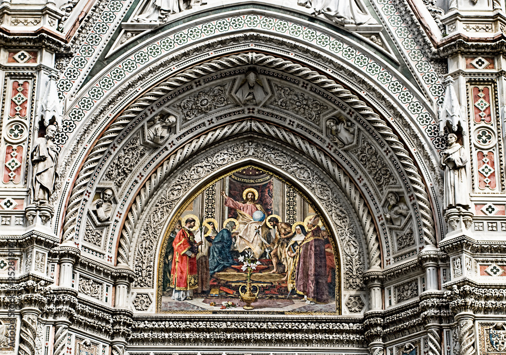 Exterior details of Santa Maria del Fiore in Florence, Italy