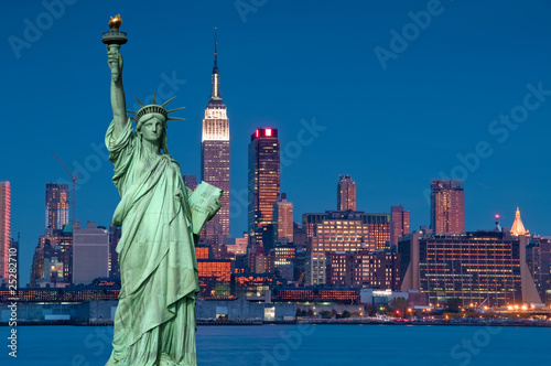 tourism concept new york city with statue liberty