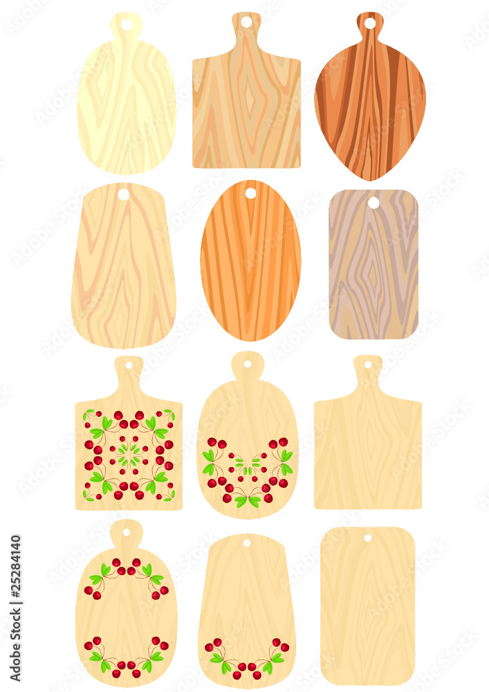 wooden chopping boards with ornaments, and without drawing