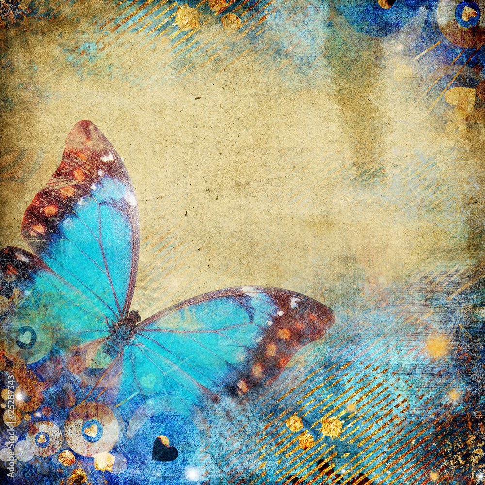 Obraz premium abstract retro background with butterfly