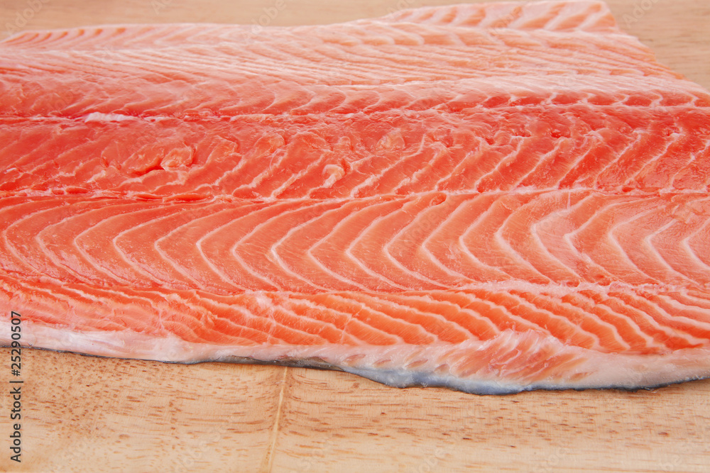 fresh raw salmon fillet on wood fresh raw salmon fillet on wood
