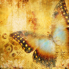 beautiful golden abstraction with butterfly