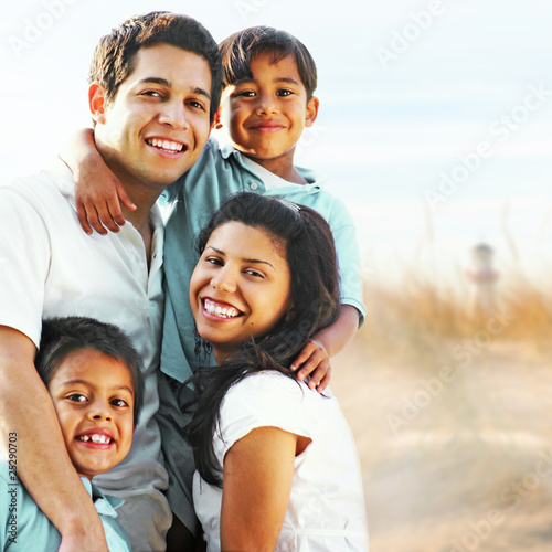 Happy family enjoying summer vacation portrait photo