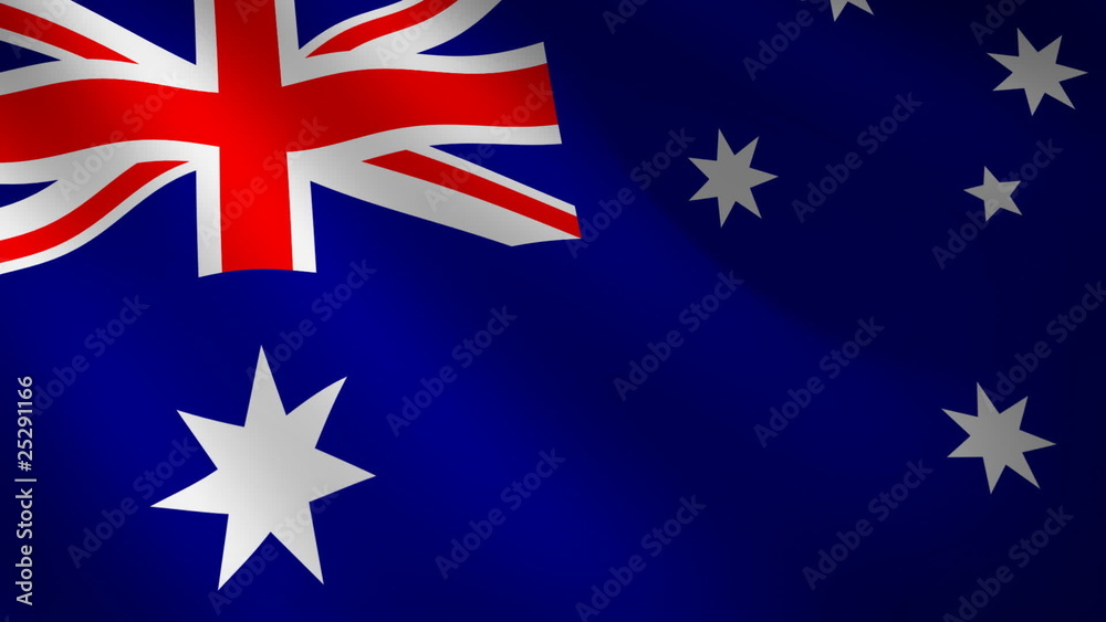 Bandera de Australia ondulante al viento. Bucle continuo