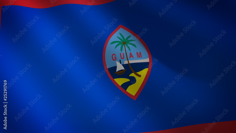 Bandera de Guam ondulante al viento. Bucle continuo