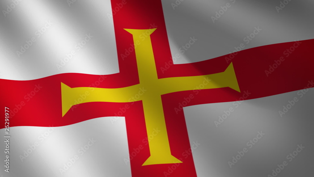 Bandera de Guernsey ondulante al viento. Bucle continuo