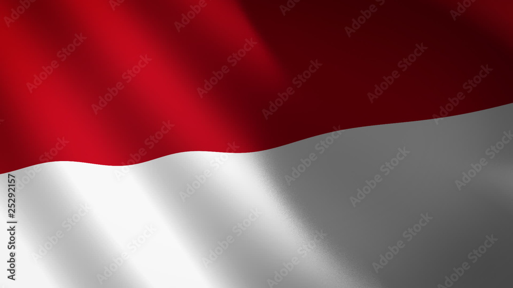 Bandera de Indonesia ondulante al viento. Bucle continuo