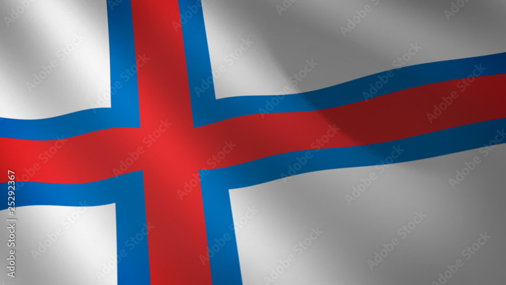 Bandera de las Islas Faroe ondulante al viento. Bucle continuo