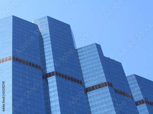 blue glass building.