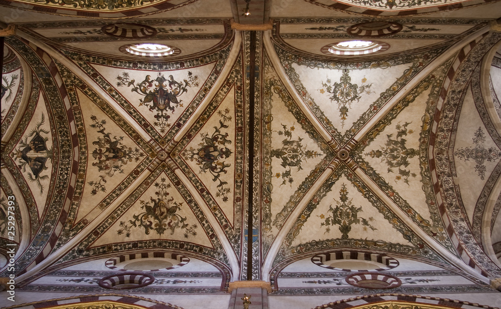 interior of gothic church Sant'Anastasia in Verona