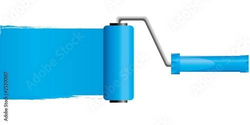 Blue paint roller brush with blue paint, Part 2, vector