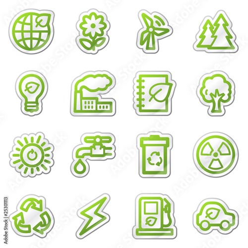 Ecology web icons set 1, green sticker series