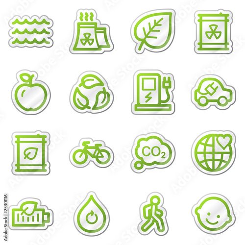 Ecology web icons set 2, green sticker series
