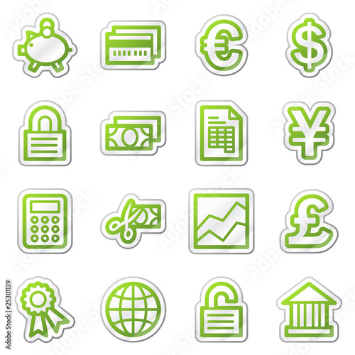 Finance web icons set 2, green sticker series