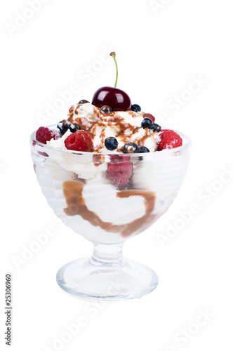 Fresh berries with whipped cream