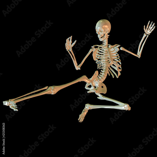 Skelett in Kickboxing Pose