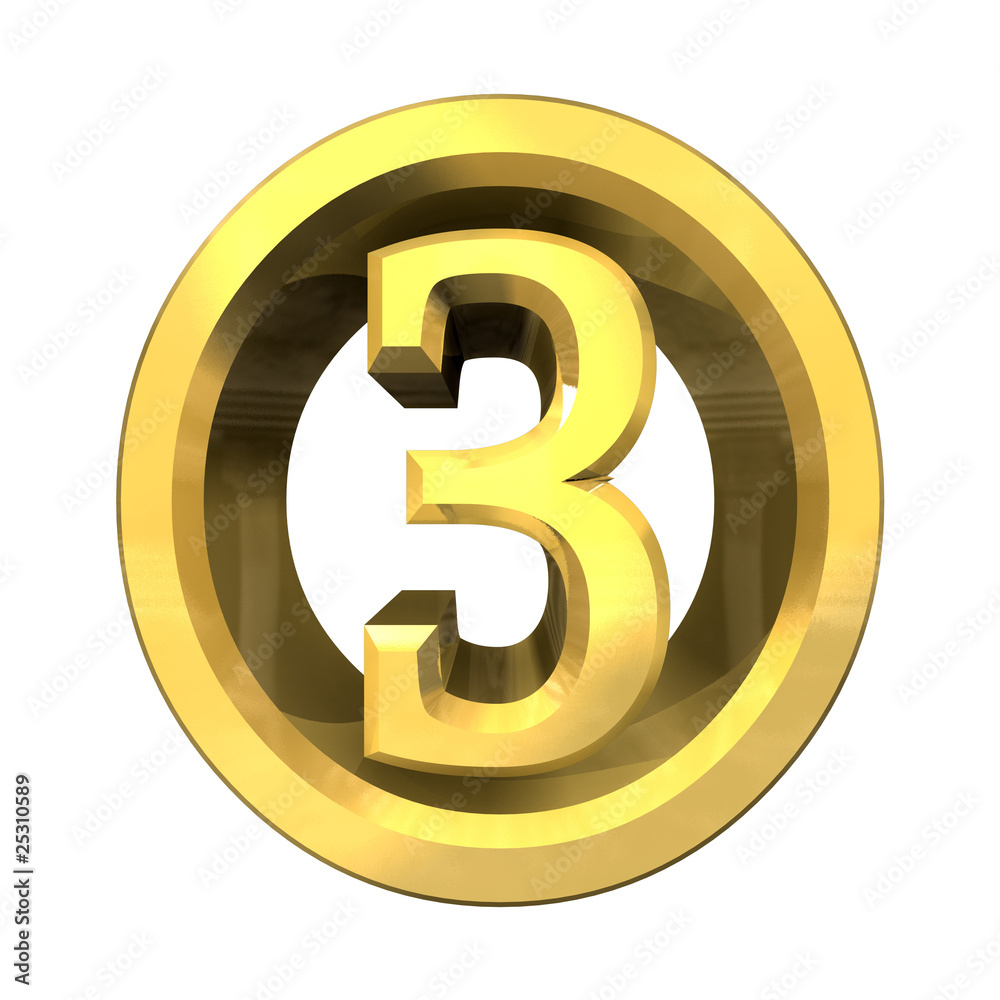 Obraz premium 3d number 3 in gold