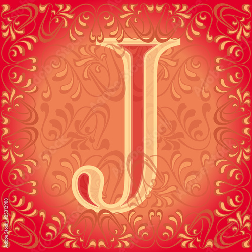 Letra j roja decorada, jota