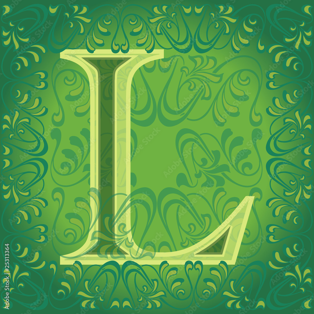 Letra l verde decorada, ele vector de Stock | Adobe Stock