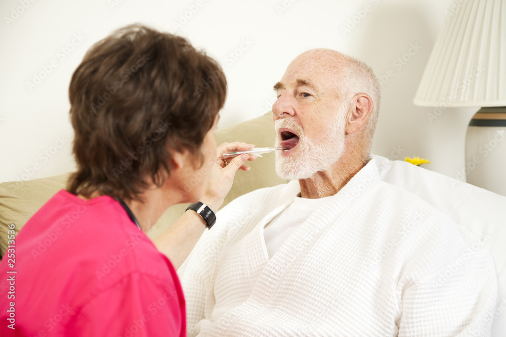 Home Nurse Takes Temperature Home Nurse Takes Temperature