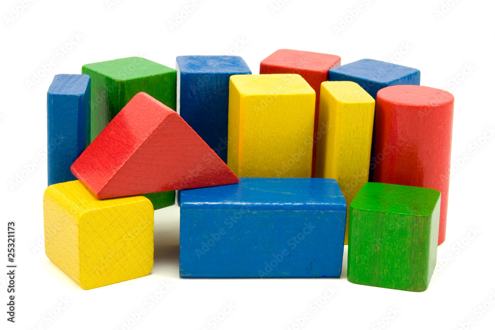 colored wooden blocks isolated on white background colored wooden blocks isolated on white background