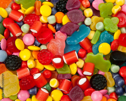 Different colourful candies for background