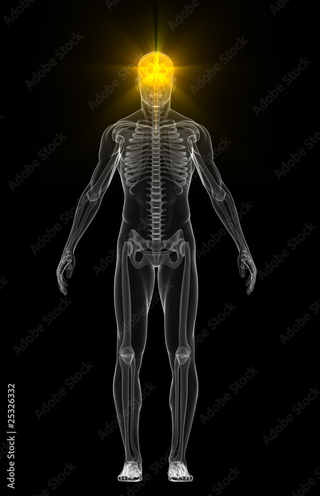 Human body with flashing neurons