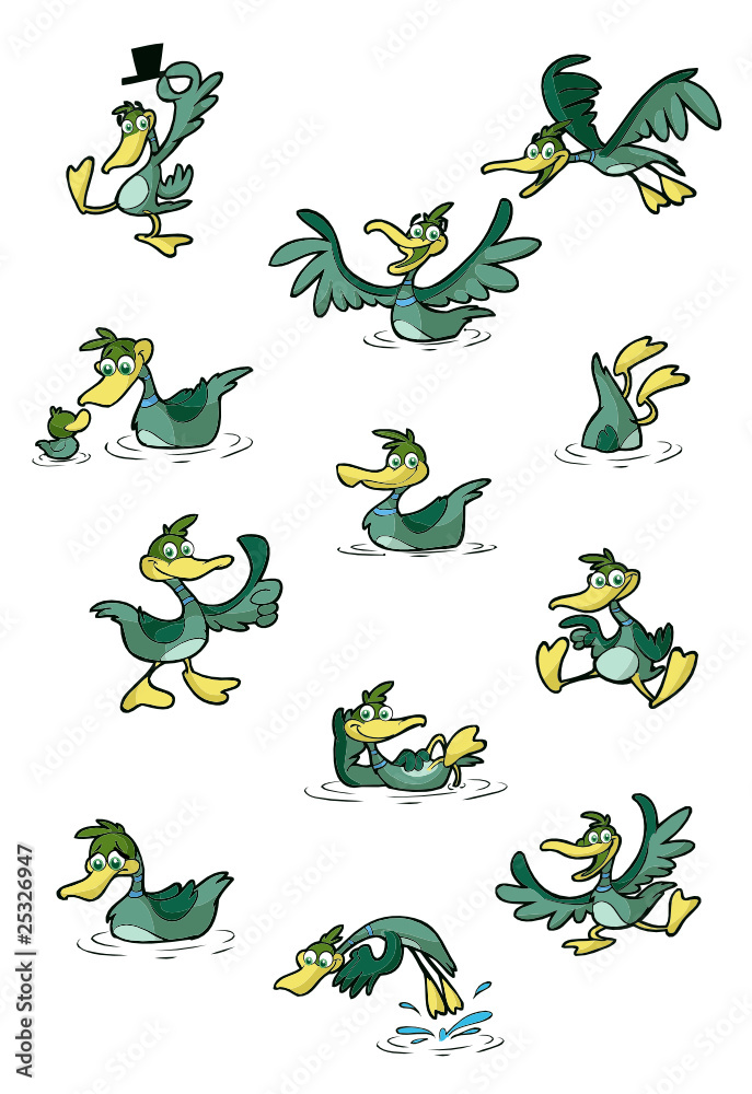 Obraz premium collection of fun cartoo, ducks