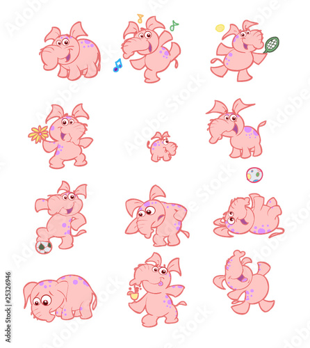 collection of fun pink elephants