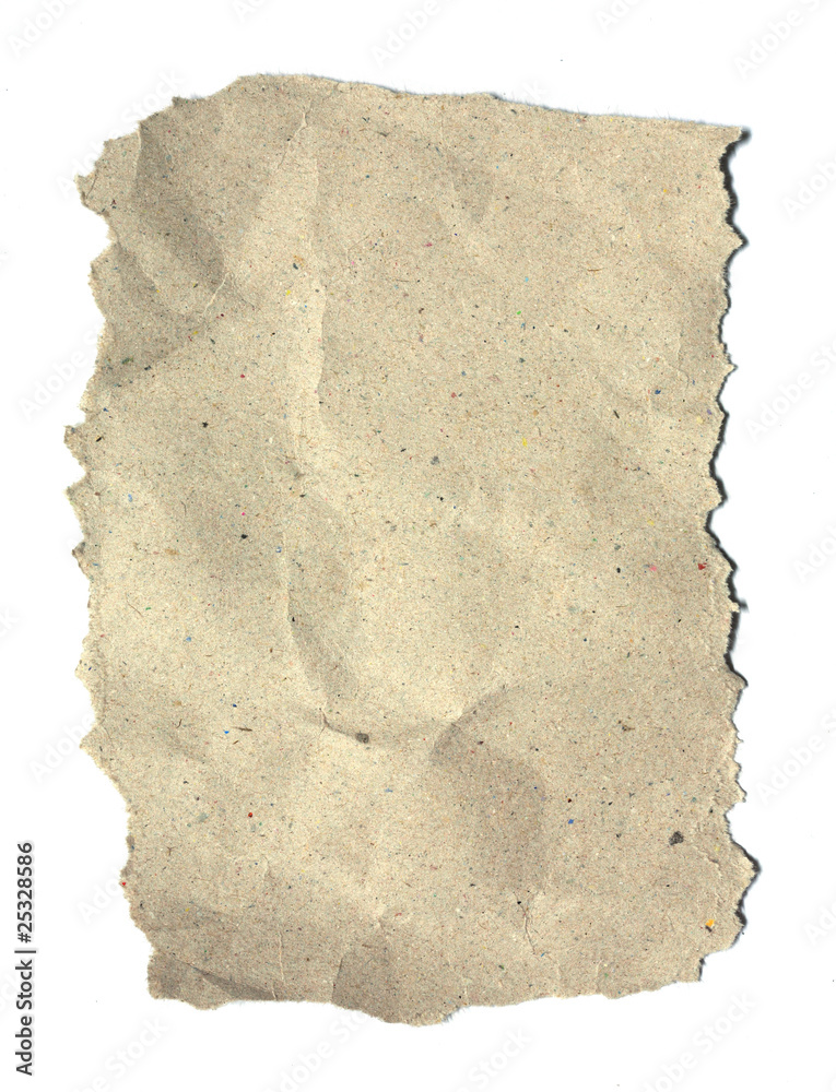 Textured recycled paper on white background Textured recycled paper on white background