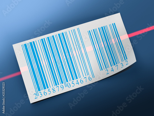 barcodes sticker label over a blue background photo