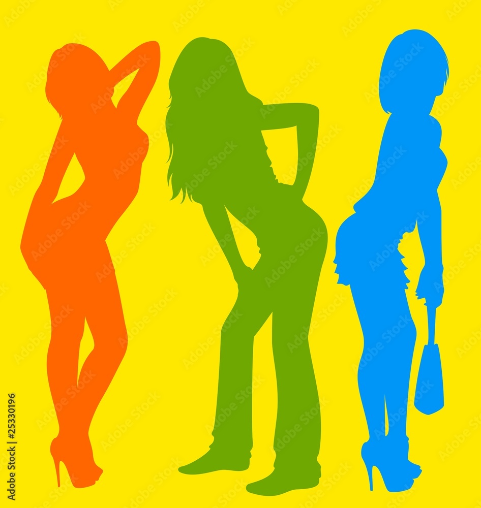 silhouette of girls is isolated silhouette of girls is isolated
