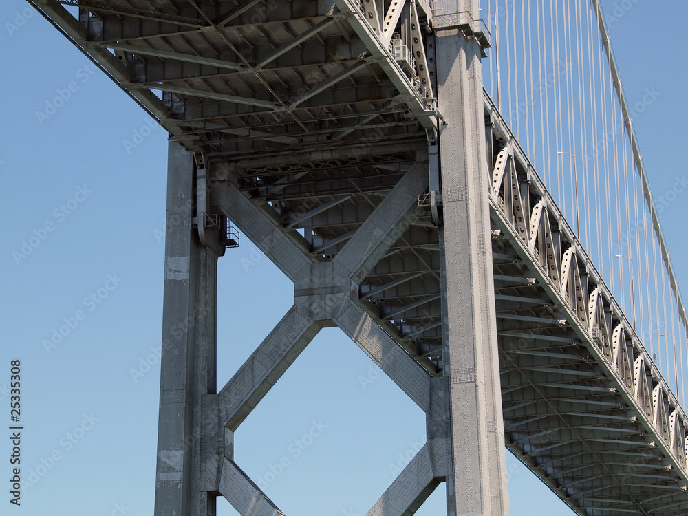 San Francisco Bay Bridge close up from underneath San Francisco Bay Bridge close up from underneath