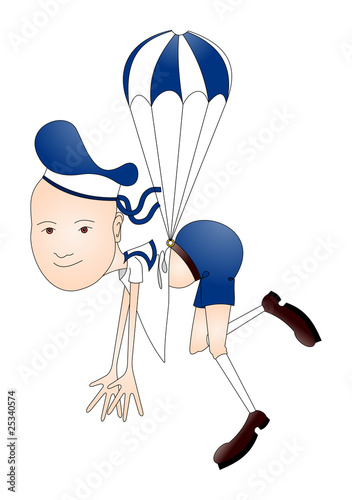 young paratrooper in sailor suit