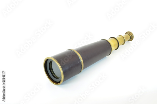 brass telescope with leather trim extended